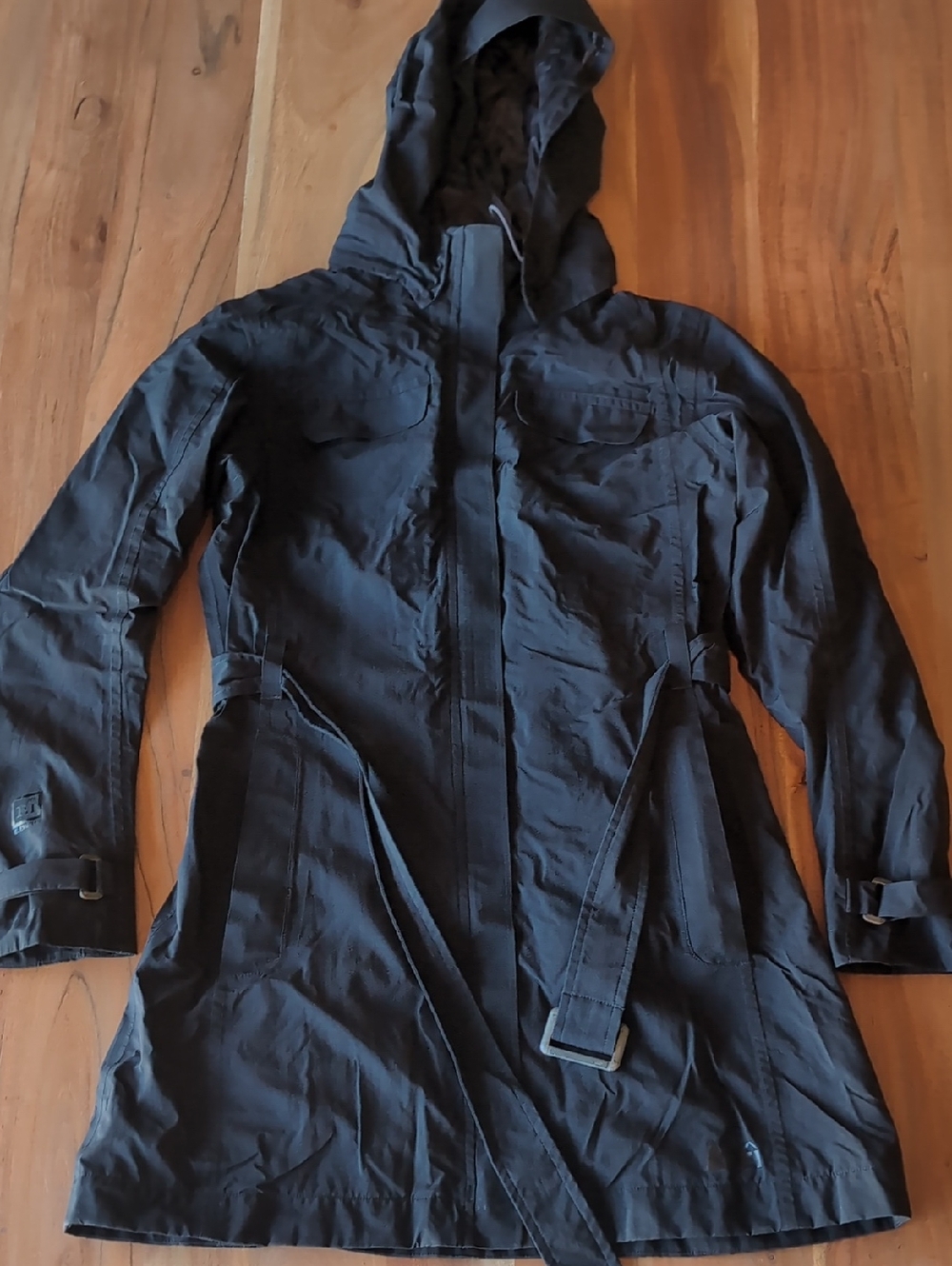 REI Women's Black Hooded Trench Coat